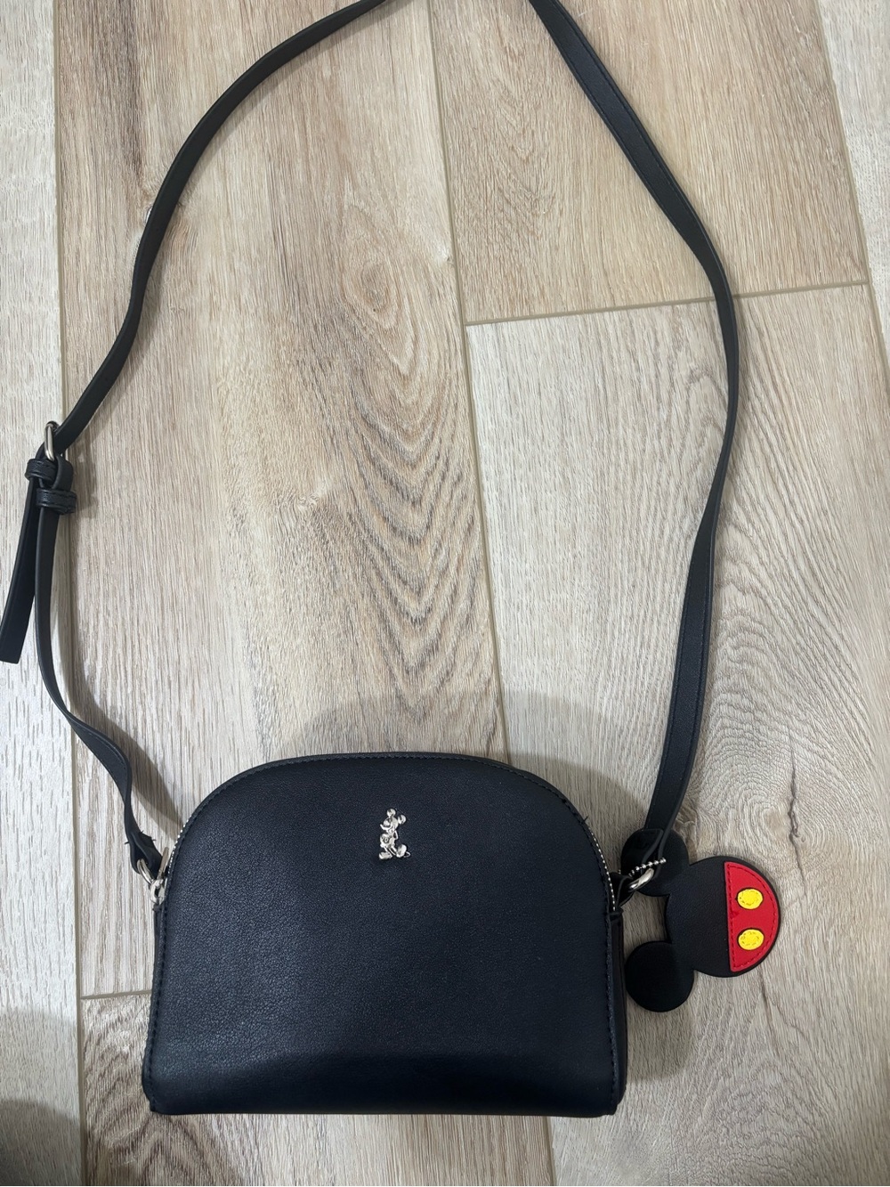Black Crossbody Bag with Mickey Charm